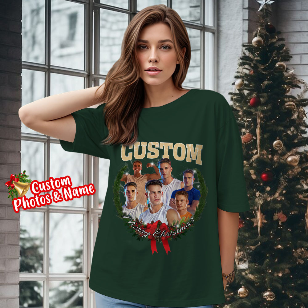 Comfort Colors Christmas Custom Bootleg Shirt, Photo Christmas Matching Shirt, Personalized Family Face Matching Shirt, Christmas Gift Idea