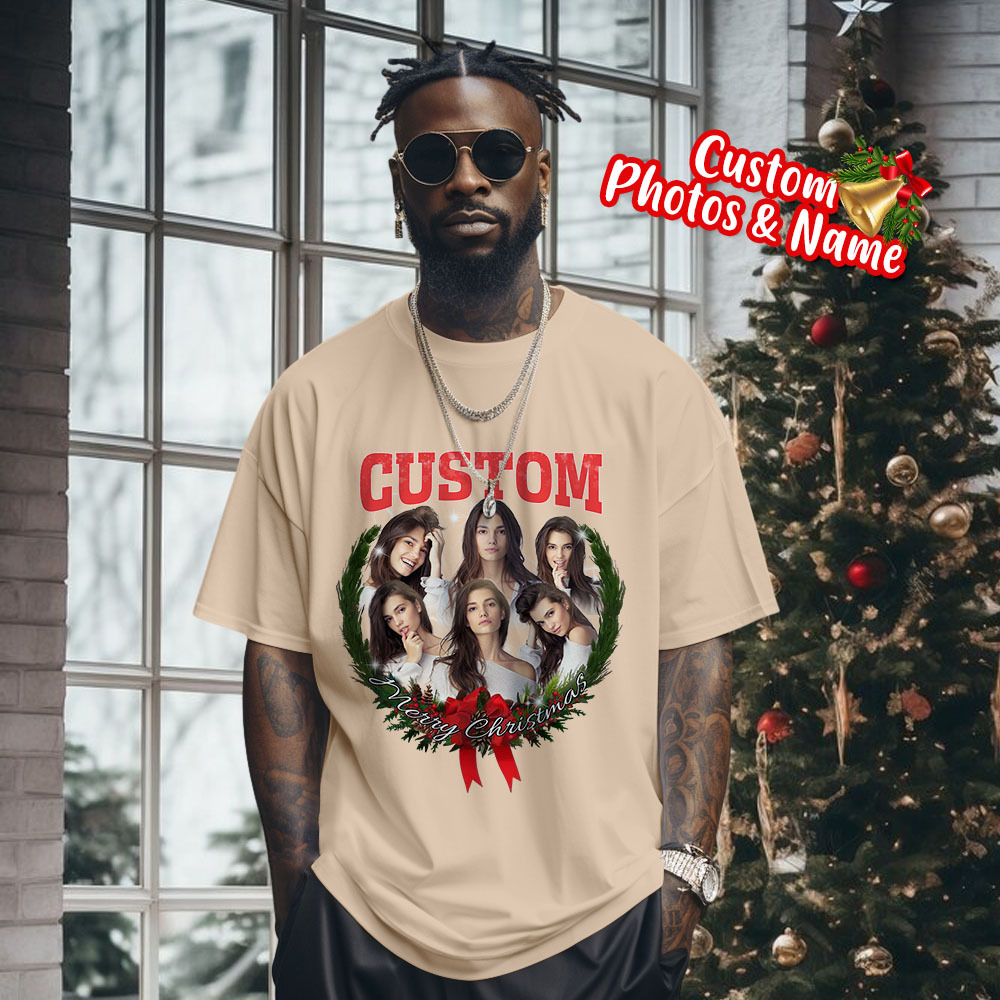 Comfort Colors Christmas Custom Bootleg Shirt, Photo Christmas Matching Shirt, Personalized Family Face Matching Shirt, Christmas Gift Idea