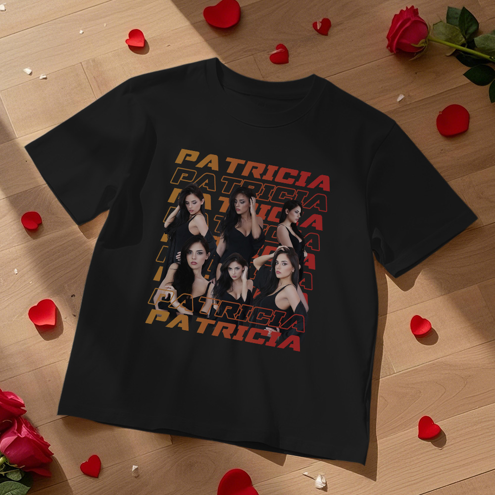 Custom Design Your Own Girlfriend Shirt for Boyfriend Personalized T-Shirts With Name Face Vintage Shirts