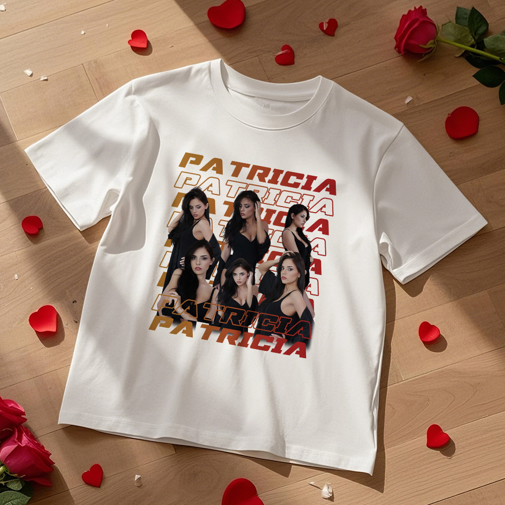 Custom Design Your Own Girlfriend Shirt for Boyfriend Personalized T-Shirts With Name Face Vintage Shirts
