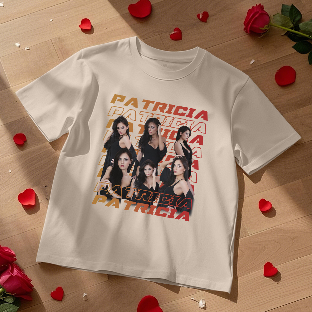 Custom Design Your Own Girlfriend Shirt for Boyfriend Personalized T-Shirts With Name Face Vintage Shirts