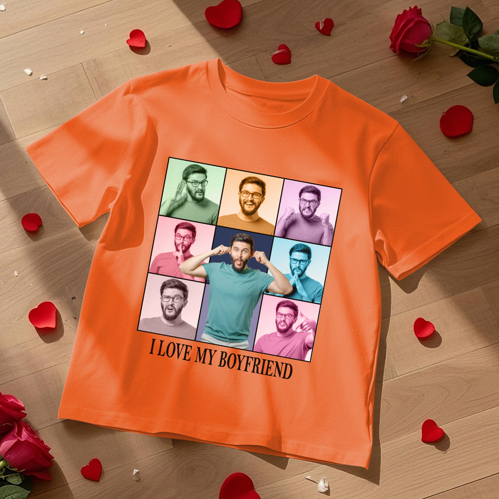 Custom Photo Printing T-shirt Personalized I Love My Girlfriend Boyfriend Photo T shirt