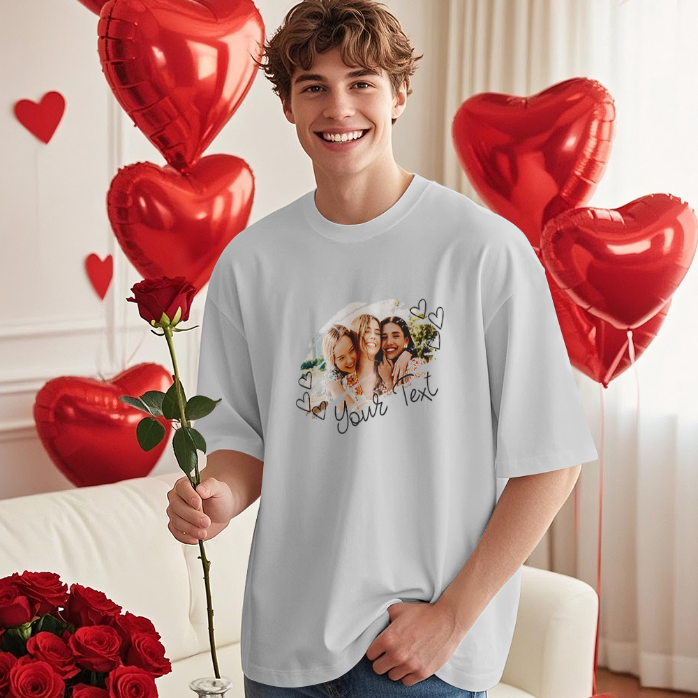 Custom Design Your Photo T-Shirt Personalized T-Shirts With Name Vintage Shirts Valentine's Day Gift