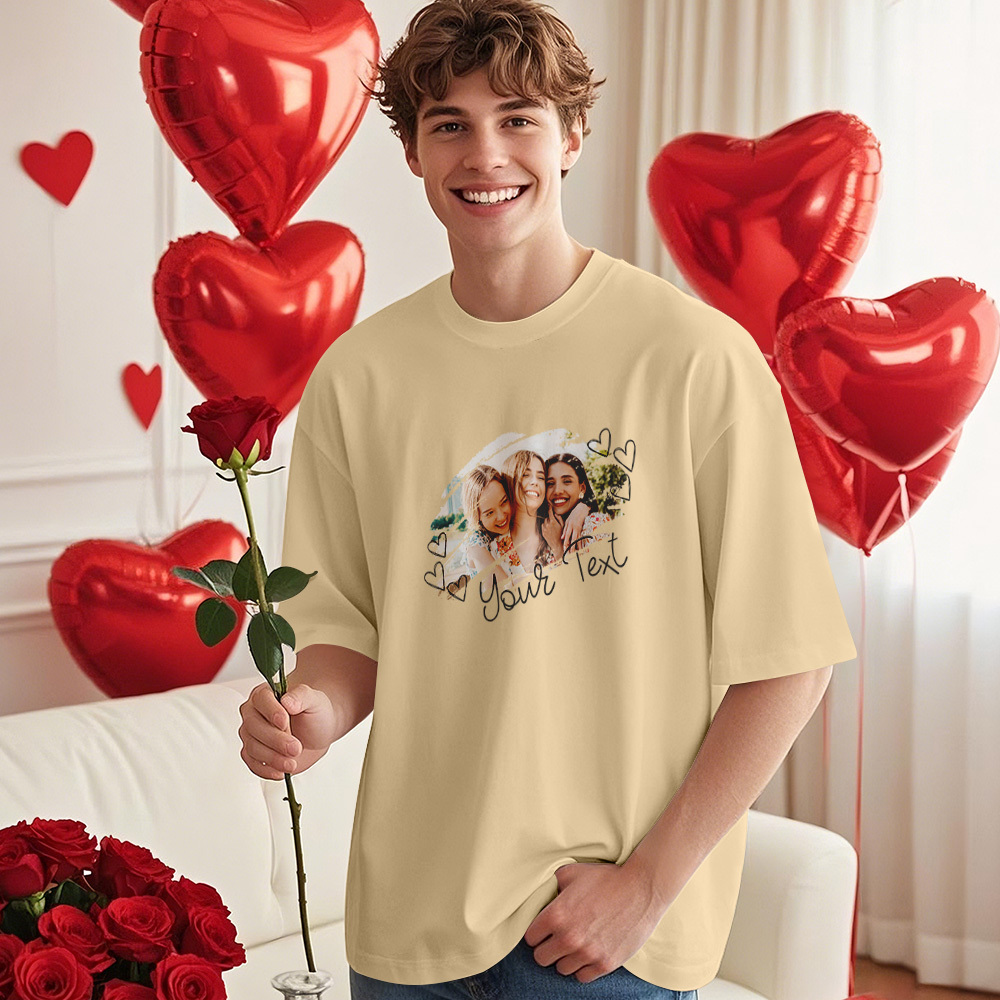 Custom Design Your Photo T-Shirt Personalized T-Shirts With Name Vintage Shirts Valentine's Day Gift