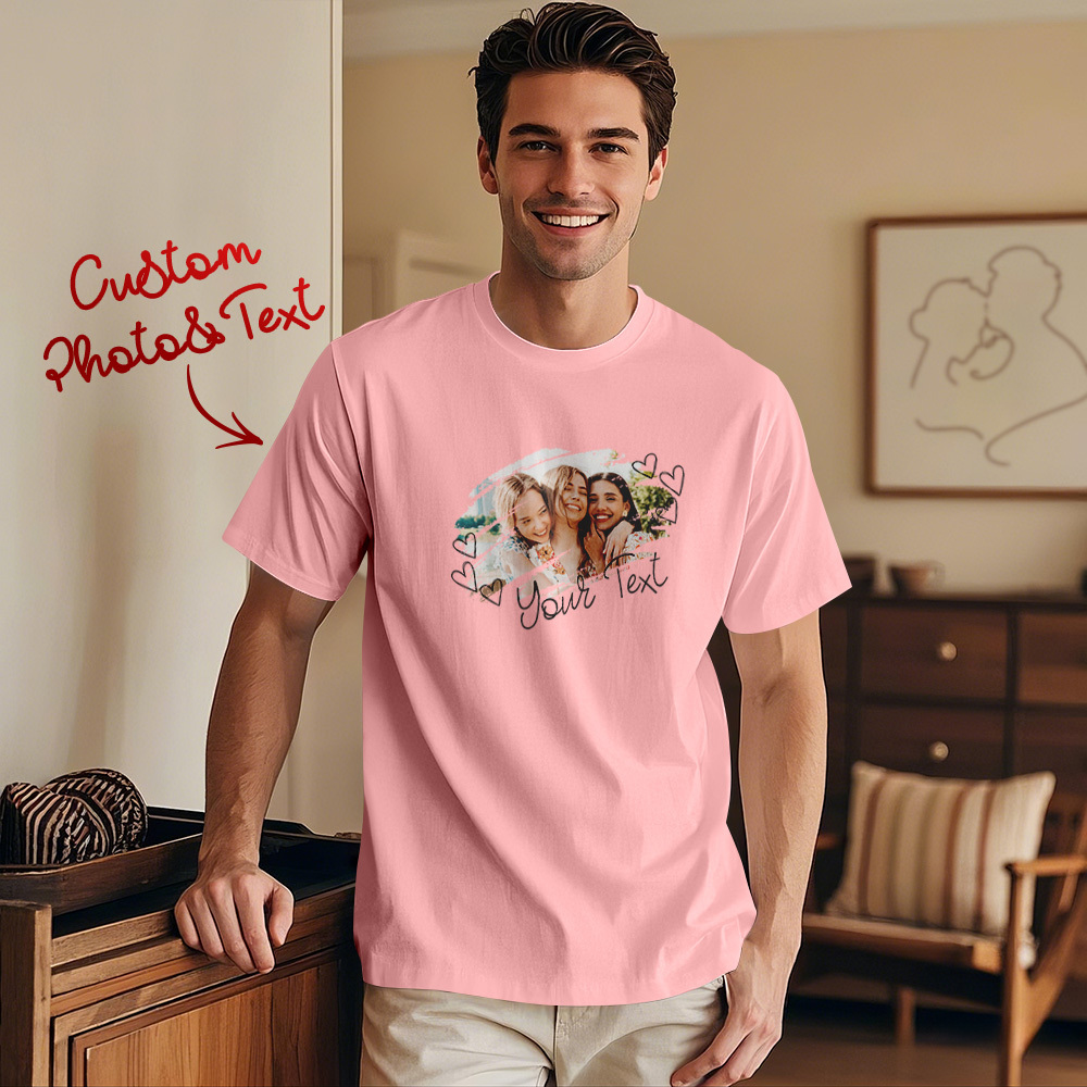 Custom Design Your Photo T-Shirt Personalized T-Shirts With Name Vintage Shirts Valentine's Day Gift