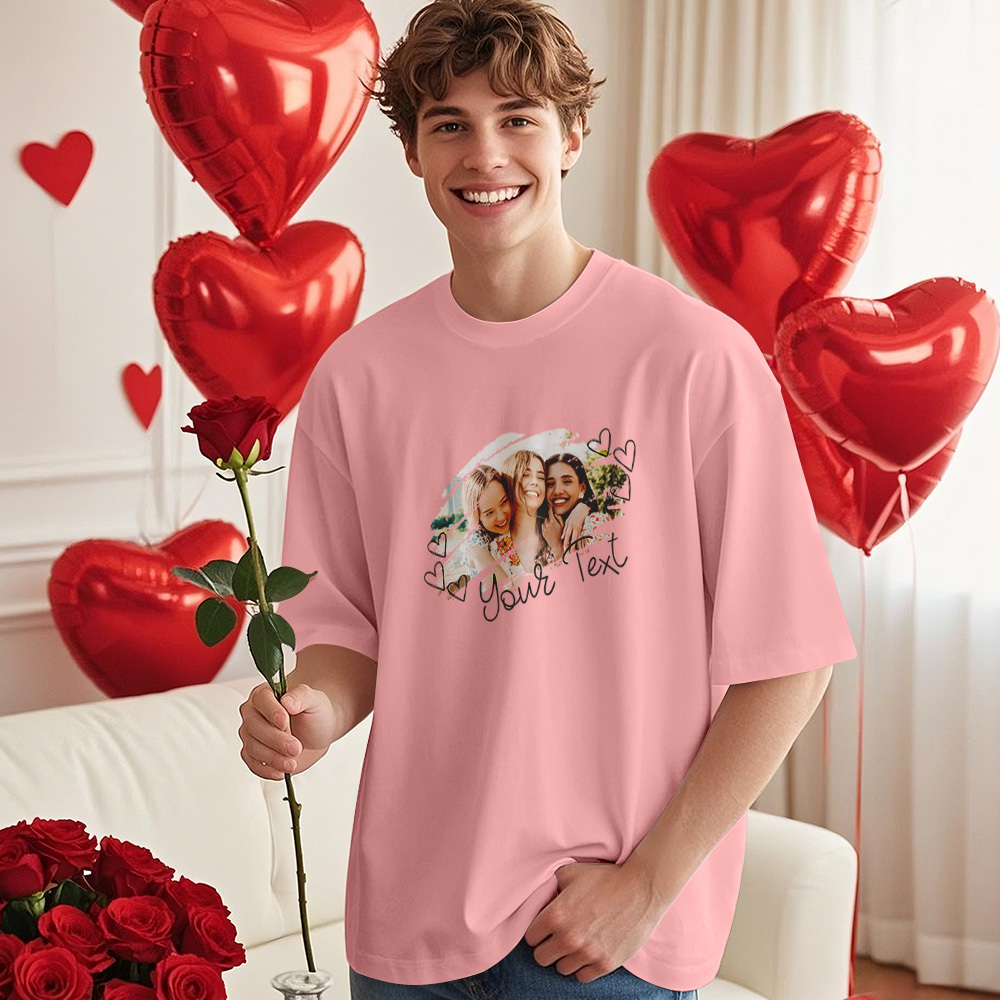 Custom Design Your Photo T-Shirt Personalized T-Shirts With Name Vintage Shirts Valentine's Day Gift
