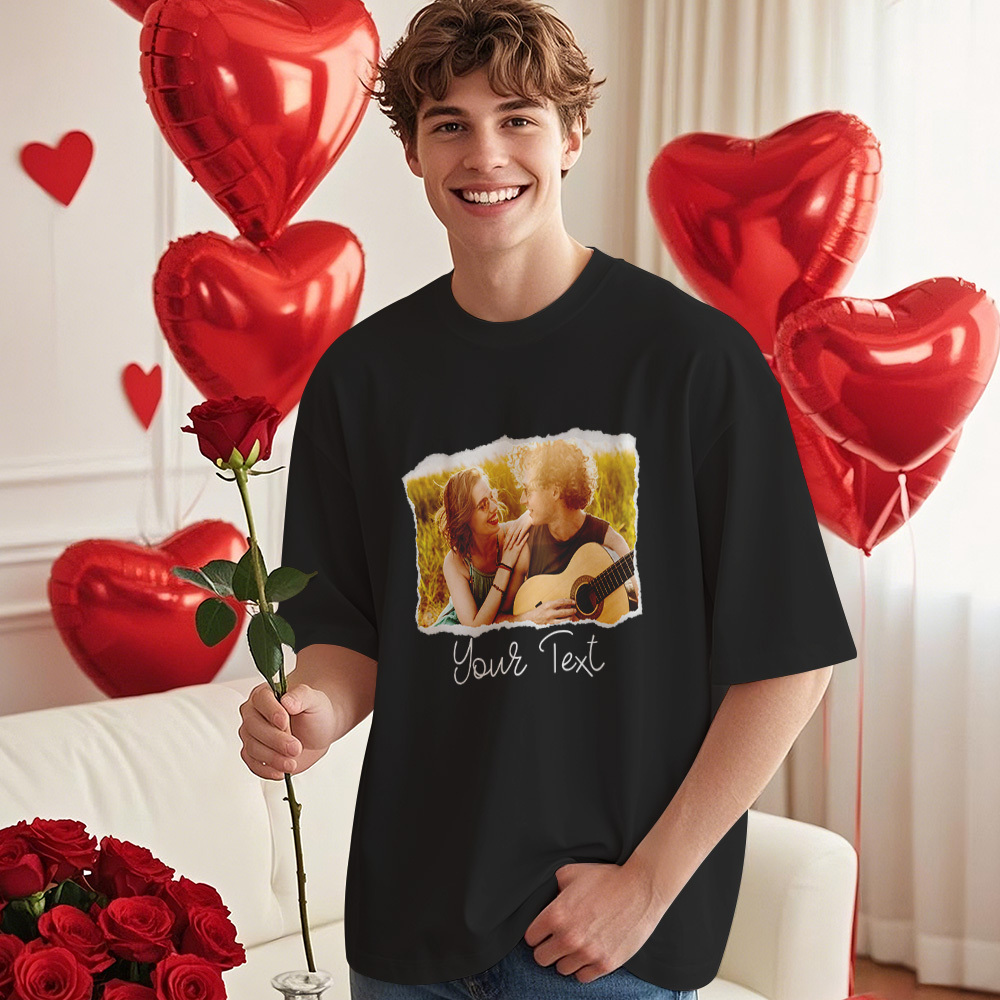 Custom Photo T-Shirt Personalized With T-Shirts Name Valentine's Day Gift