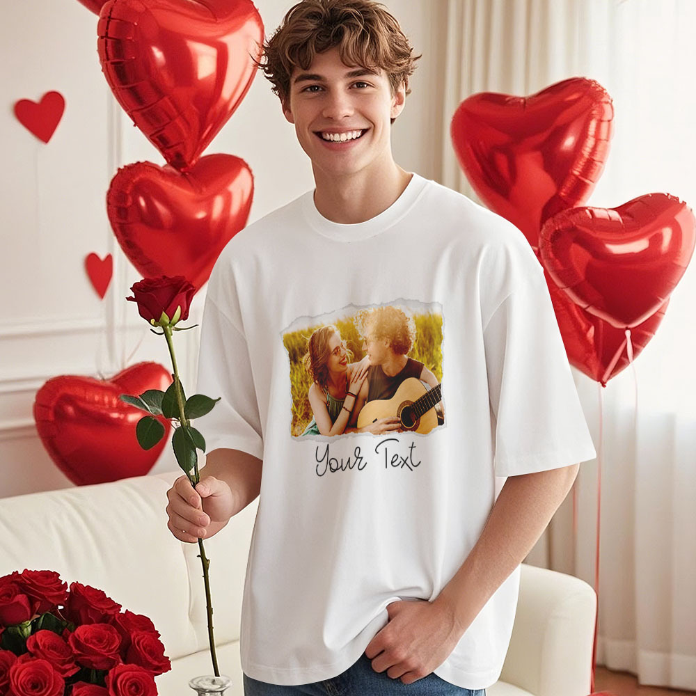 Custom Photo T-Shirt Personalized With T-Shirts Name Valentine's Day Gift