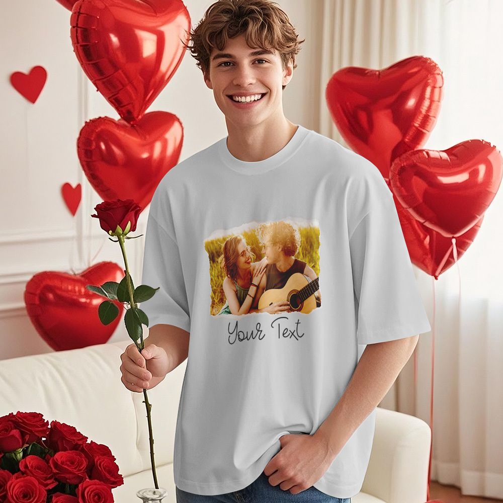 Custom Photo T-Shirt Personalized With T-Shirts Name Valentine's Day Gift