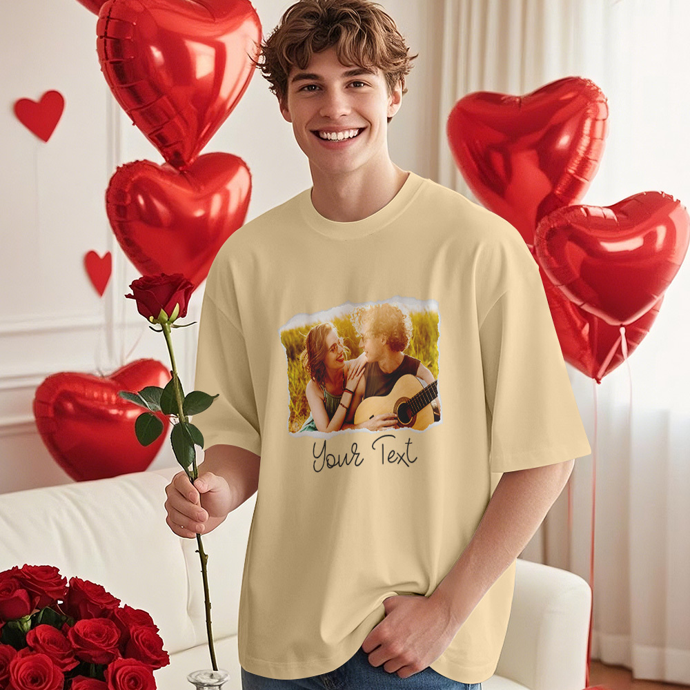 Custom Photo T-Shirt Personalized With T-Shirts Name Valentine's Day Gift