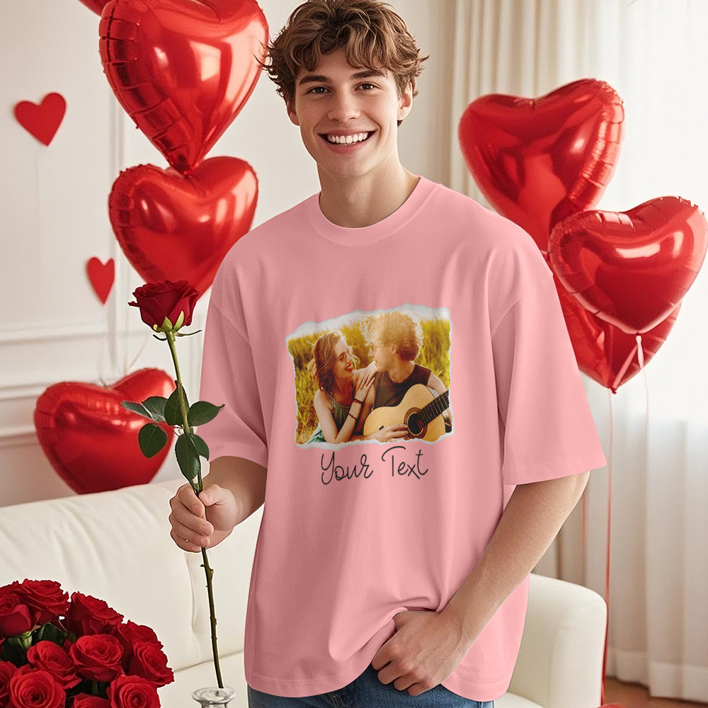 Custom Photo T-Shirt Personalized With T-Shirts Name Valentine's Day Gift