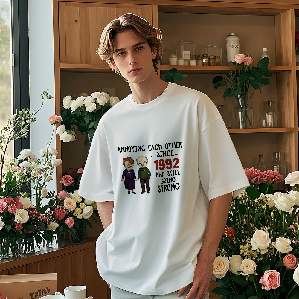 Annoying Each Other, Still Going Strong - Personalized Unisex T-shirt, Hoodie, Sweatshirt - Gift For Couple Husband Wife  Anniversary Engagement Wedding Marriage Gift