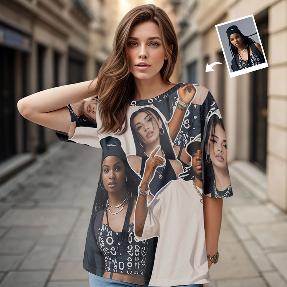 Custom Photos T-Shirt Personalized Vintage Photo T-Shirt