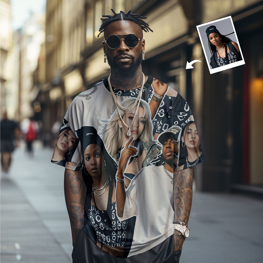 Custom Photos T-Shirt Personalized Vintage Photo T-Shirt