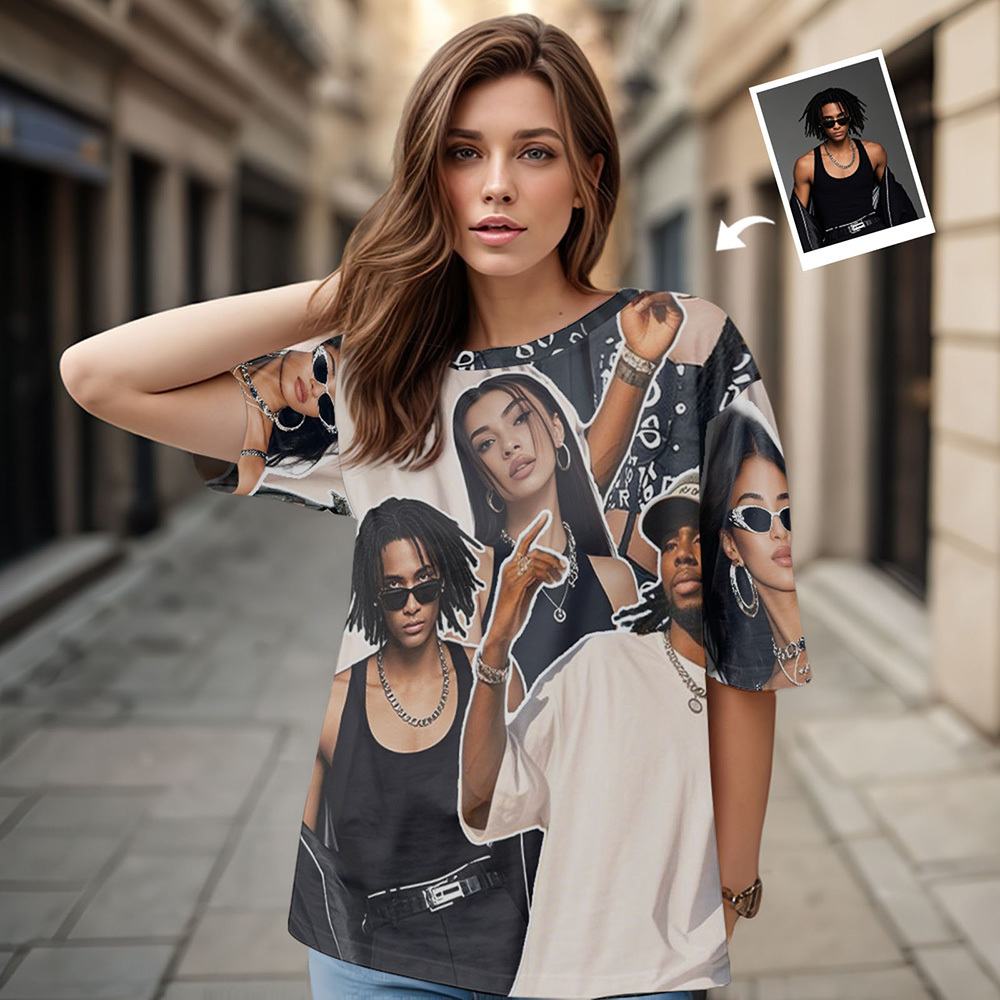 Custom Photos T-Shirt Personalized Vintage Photo T-Shirt