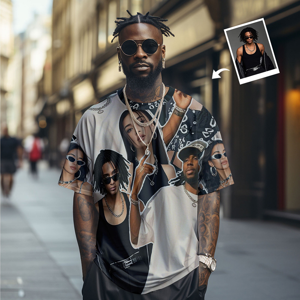 Custom Photos T-Shirt Personalized Vintage Photo T-Shirt