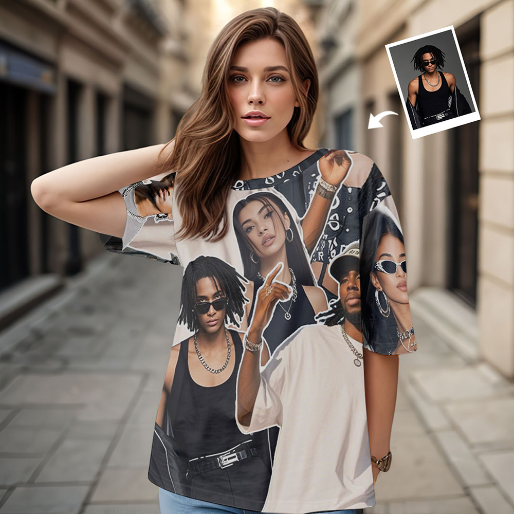 Custom Photos T-Shirt Personalized Vintage Photo T-Shirt