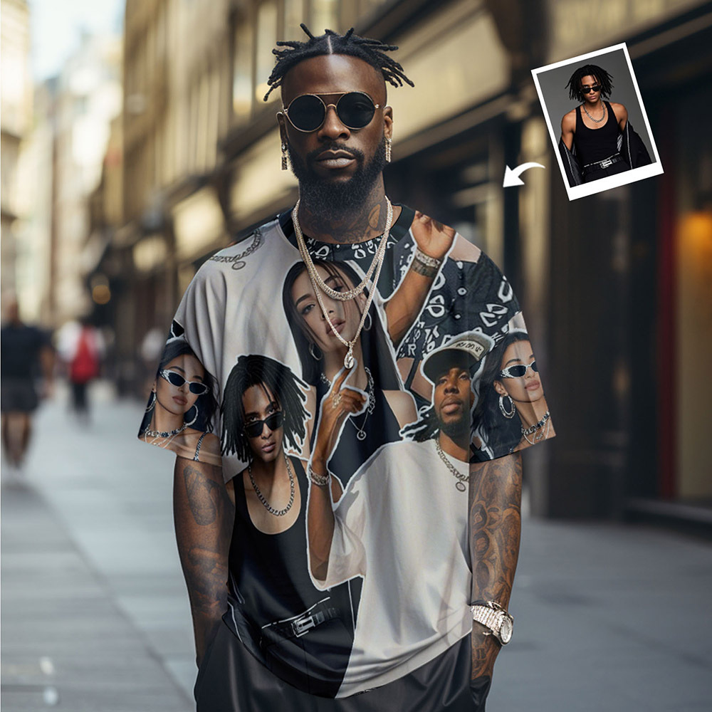 Custom Photos T-Shirt Personalized Vintage Photo T-Shirt