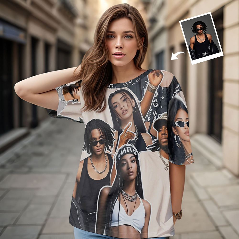 Custom Photos T-Shirt Personalized Vintage Photo T-Shirt