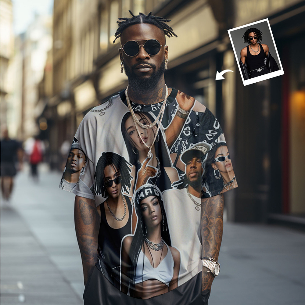 Custom Photos T-Shirt Personalized Vintage Photo T-Shirt