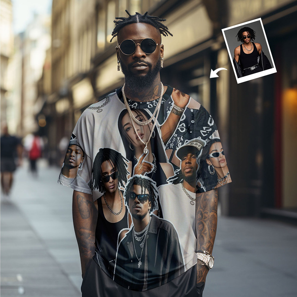 Custom Photos T-Shirt Personalized Vintage Photo T-Shirt