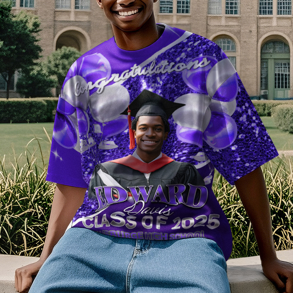 Personalized Photo 3D Graduation T-Shirt with Name & Year Gift - MyFaceBoxer