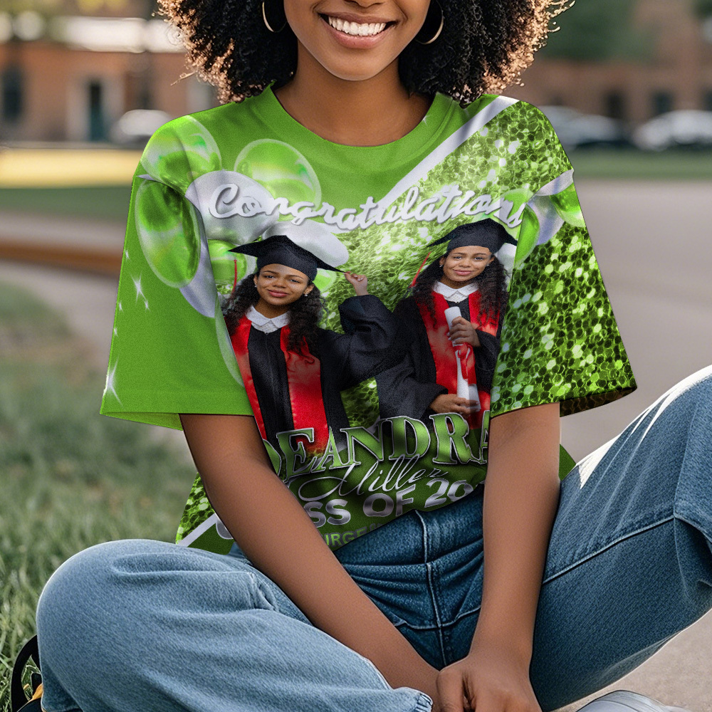 Personalized Photo 3D Graduation T-Shirt with Name & Year Gift - MyFaceBoxer