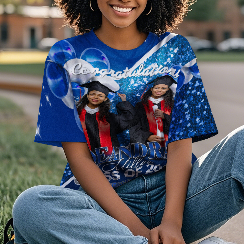 Personalized Photo 3D Graduation T-Shirt with Name & Year Gift - MyFaceBoxer