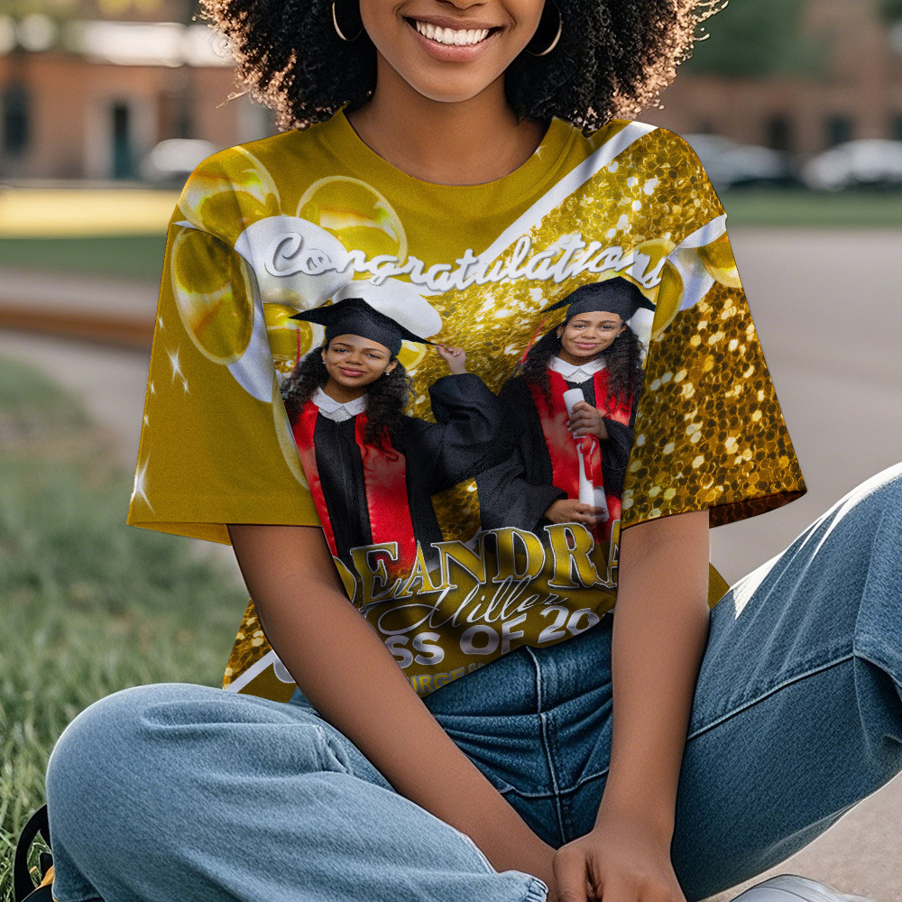 Personalized Photo 3D Graduation T-Shirt with Name & Year Gift - MyFaceBoxer