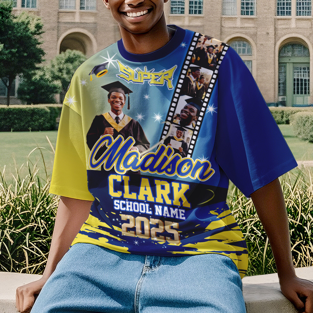 Custom Graduation T-Shirts Personalized All Over Print Shirt with Photo Graduation Party Gift