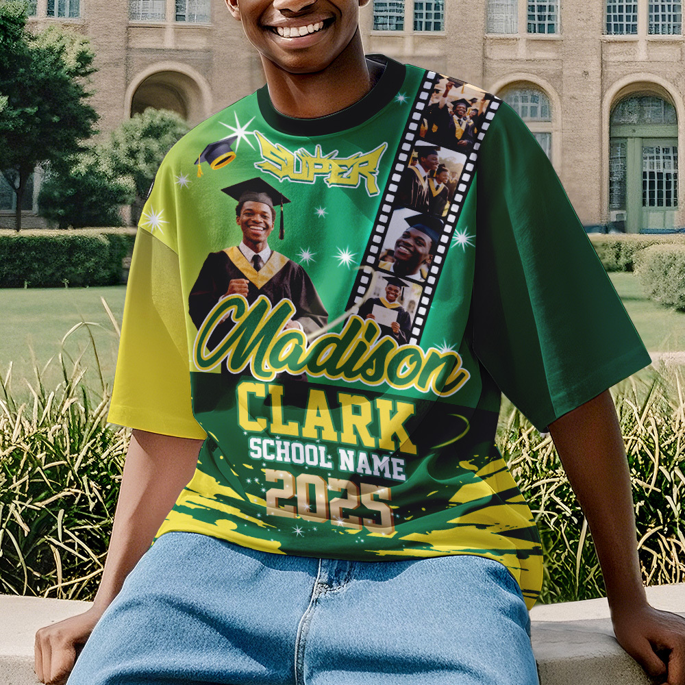 Custom Graduation T-Shirts Personalized All Over Print Shirt with Photo Graduation Party Gift