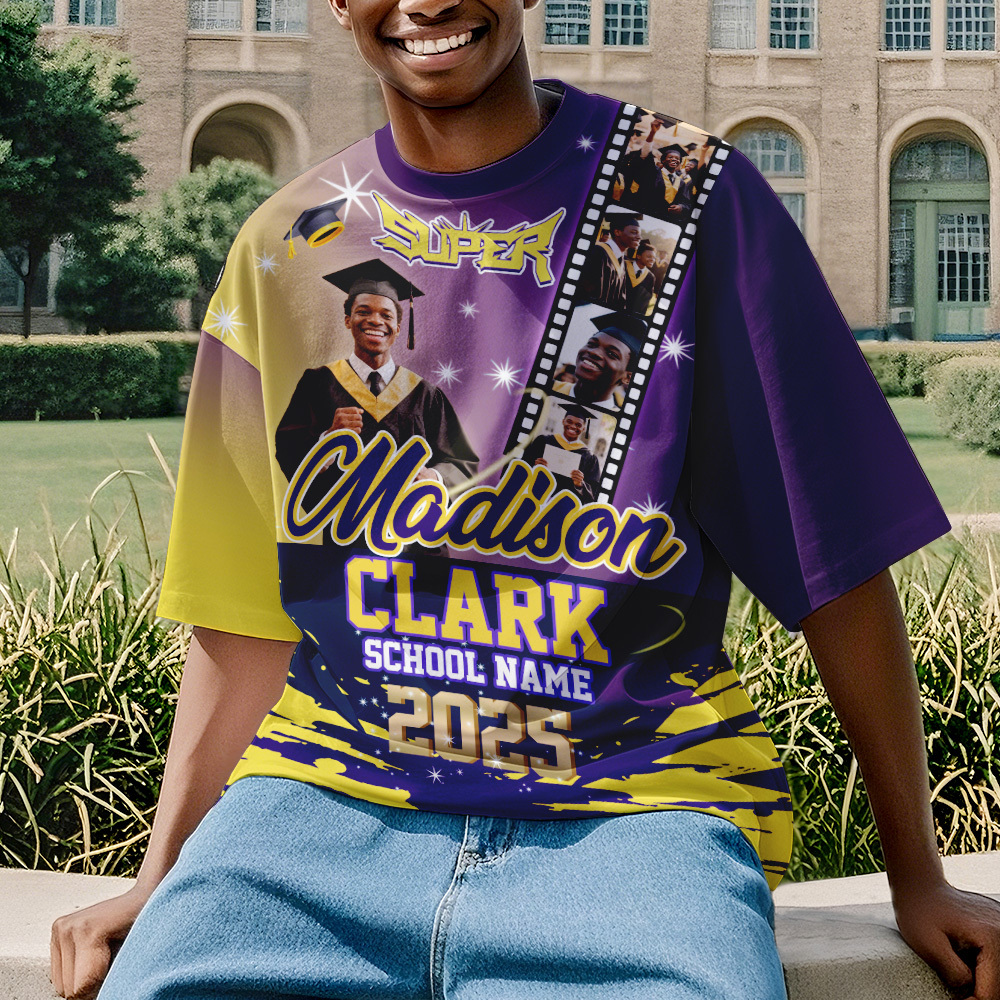 Custom Graduation T-Shirts Personalized All Over Print Shirt with Photo Graduation Party Gift