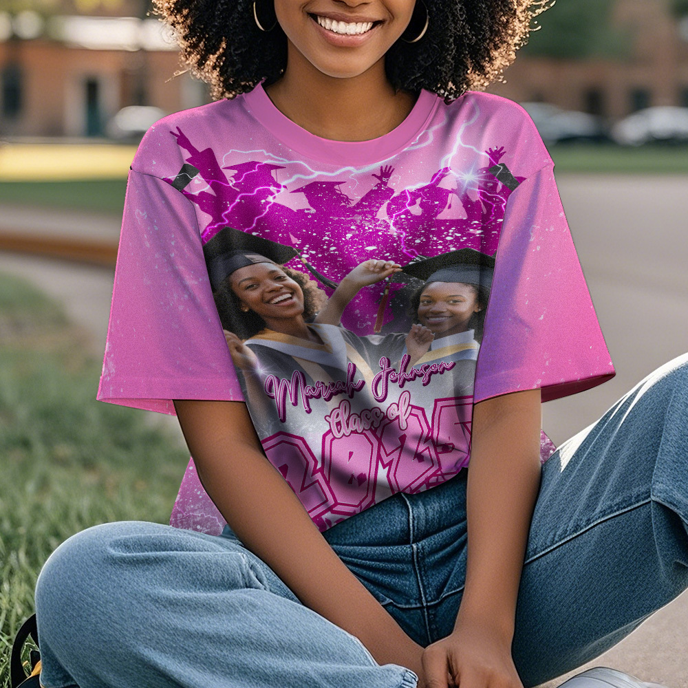 Custom 3D Graduation Shirt Personalized with Name & Year Gift for Her