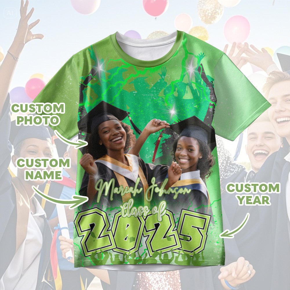 Custom 3D Graduation Shirt Personalized with Name & Year Gift for Her