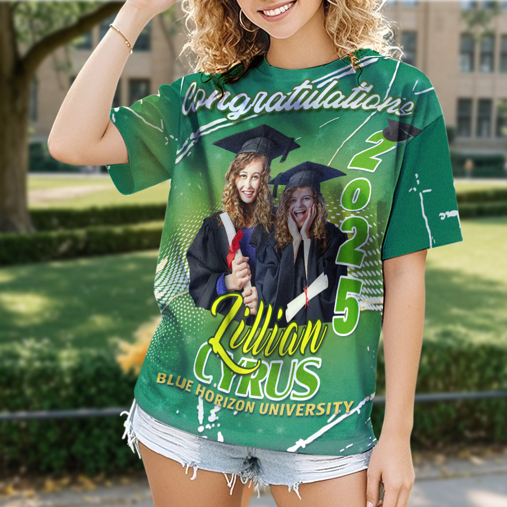 Custom 3D Graduation T-shirt Personalized Name & Year T-shirt Graduation Gift for Him