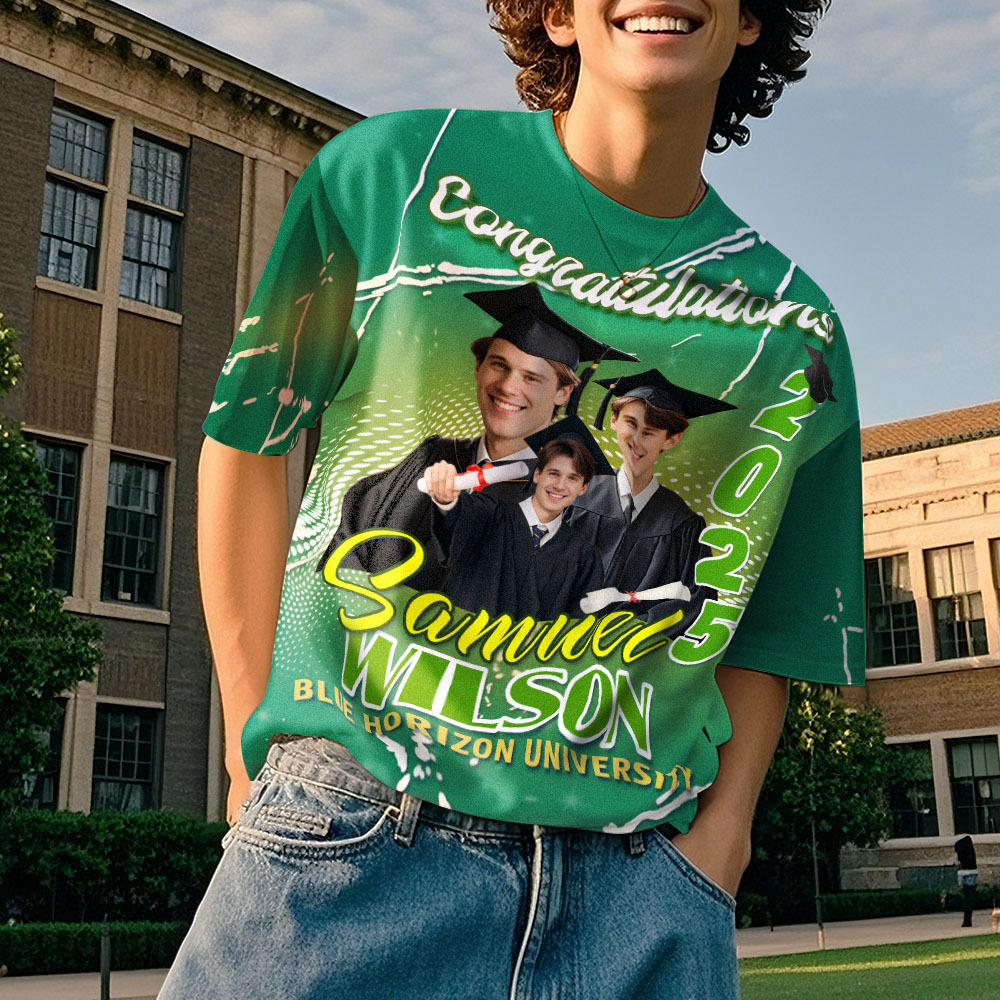 Custom 3D Graduation T-shirt Personalized Name & Year T-shirt Graduation Gift for Him