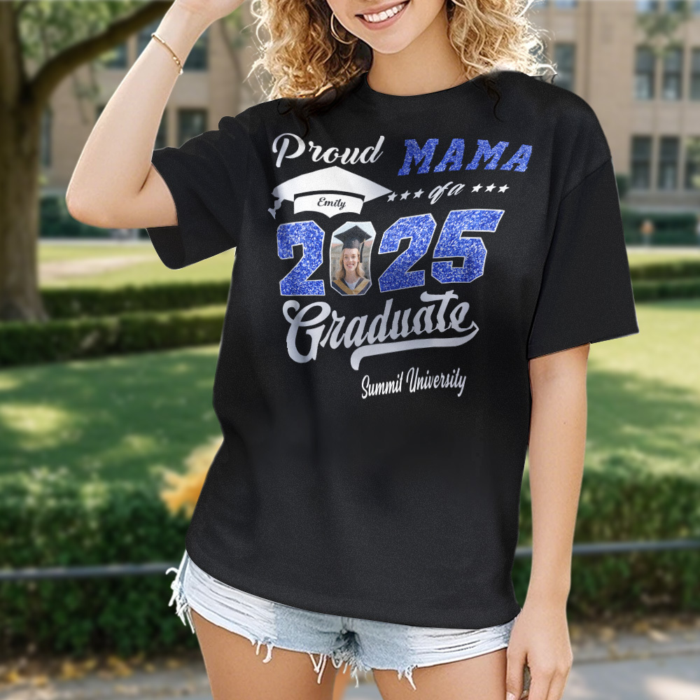 Personalized Graduation T-Shirt Custom Proud Family Graduate Photo and Name Graduation T-Shirt Gift