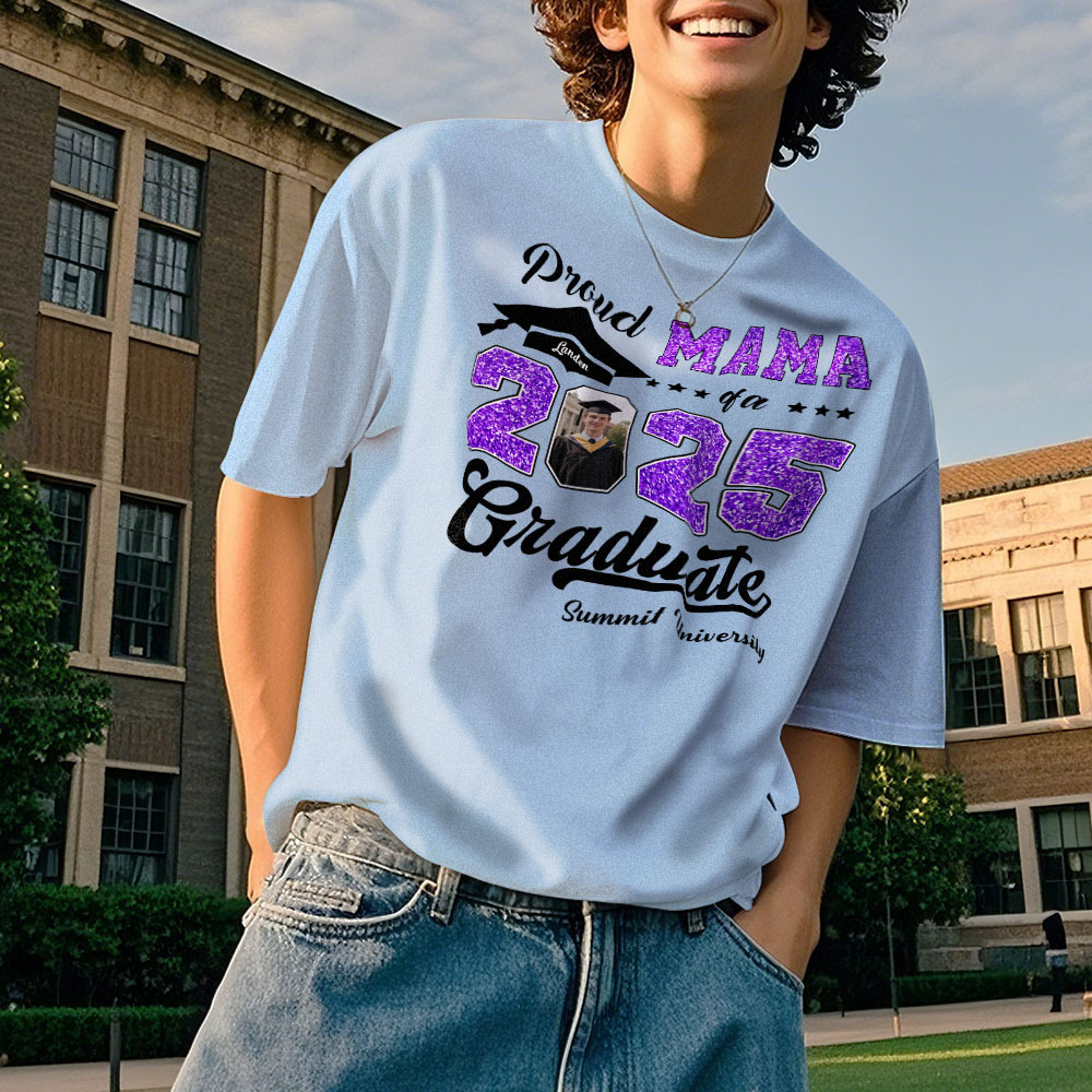Personalized Graduation T-Shirt Custom Proud Family Graduate Photo and Name Graduation T-Shirt Gift