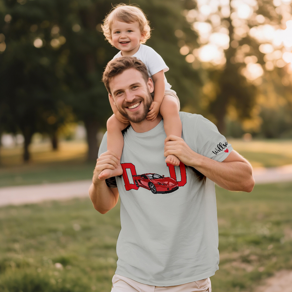 Personalized T-shirt Embroidered Custom Car Photo with Cool Dad Design Attractive Father's Day Gift