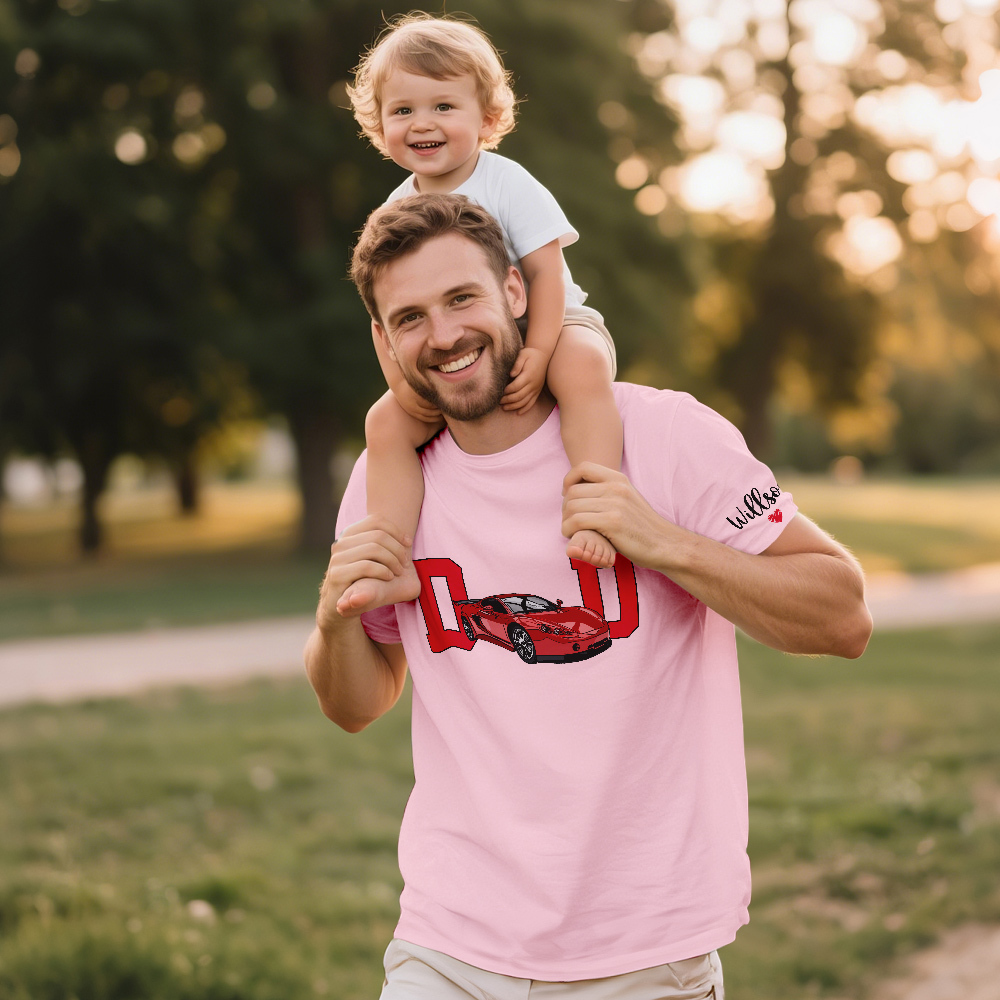 Personalized T-shirt Embroidered Custom Car Photo with Cool Dad Design Attractive Father's Day Gift