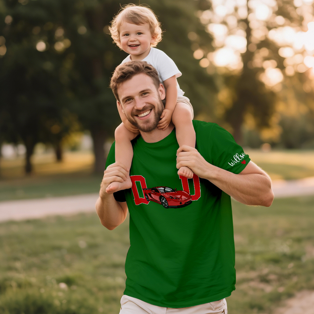 Personalized T-shirt Embroidered Custom Car Photo with Cool Dad Design Attractive Father's Day Gift