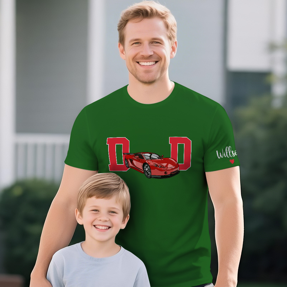 Personalized T-shirt Embroidered Custom Car Photo with Cool Dad Design Attractive Father's Day Gift