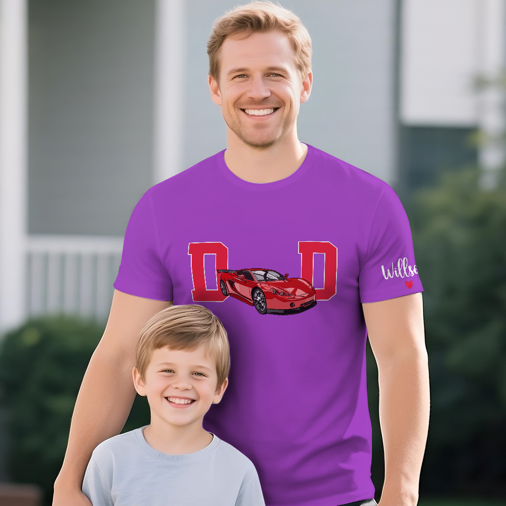 Personalized T-shirt Embroidered Custom Car Photo with Cool Dad Design Attractive Father's Day Gift