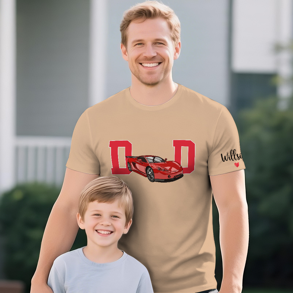 Personalized T-shirt Embroidered Custom Car Photo with Cool Dad Design Attractive Father's Day Gift