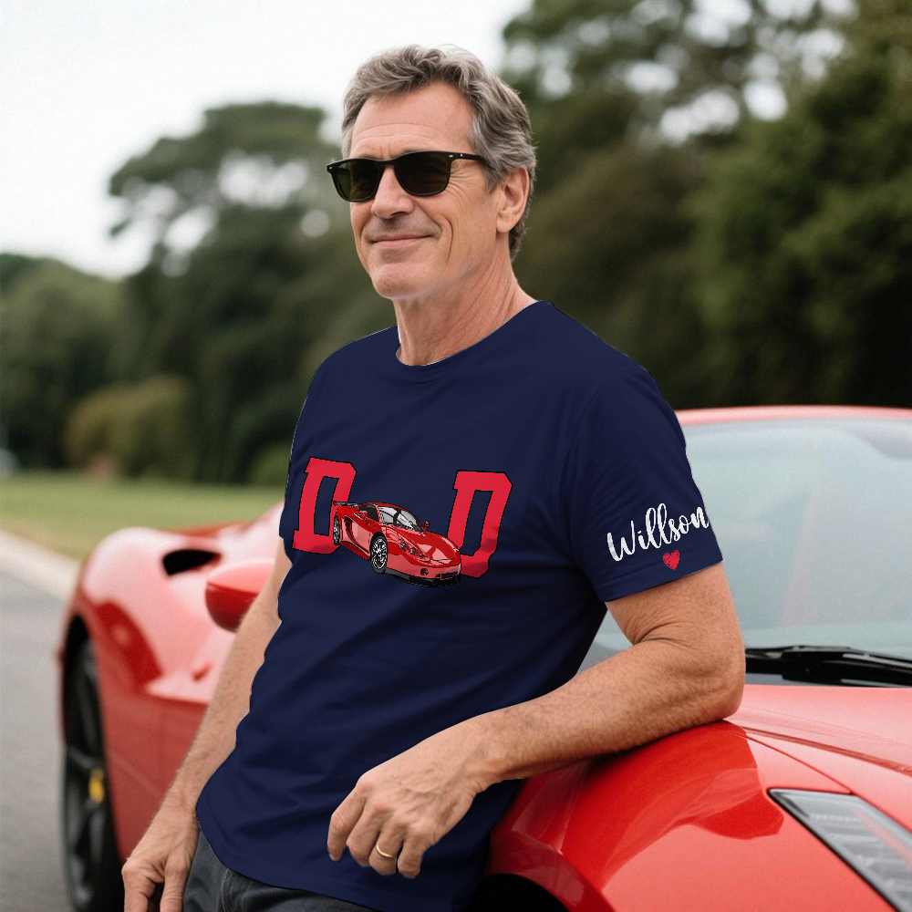 Personalized T-shirt Embroidered Custom Car Photo with Cool Dad Design Attractive Father's Day Gift