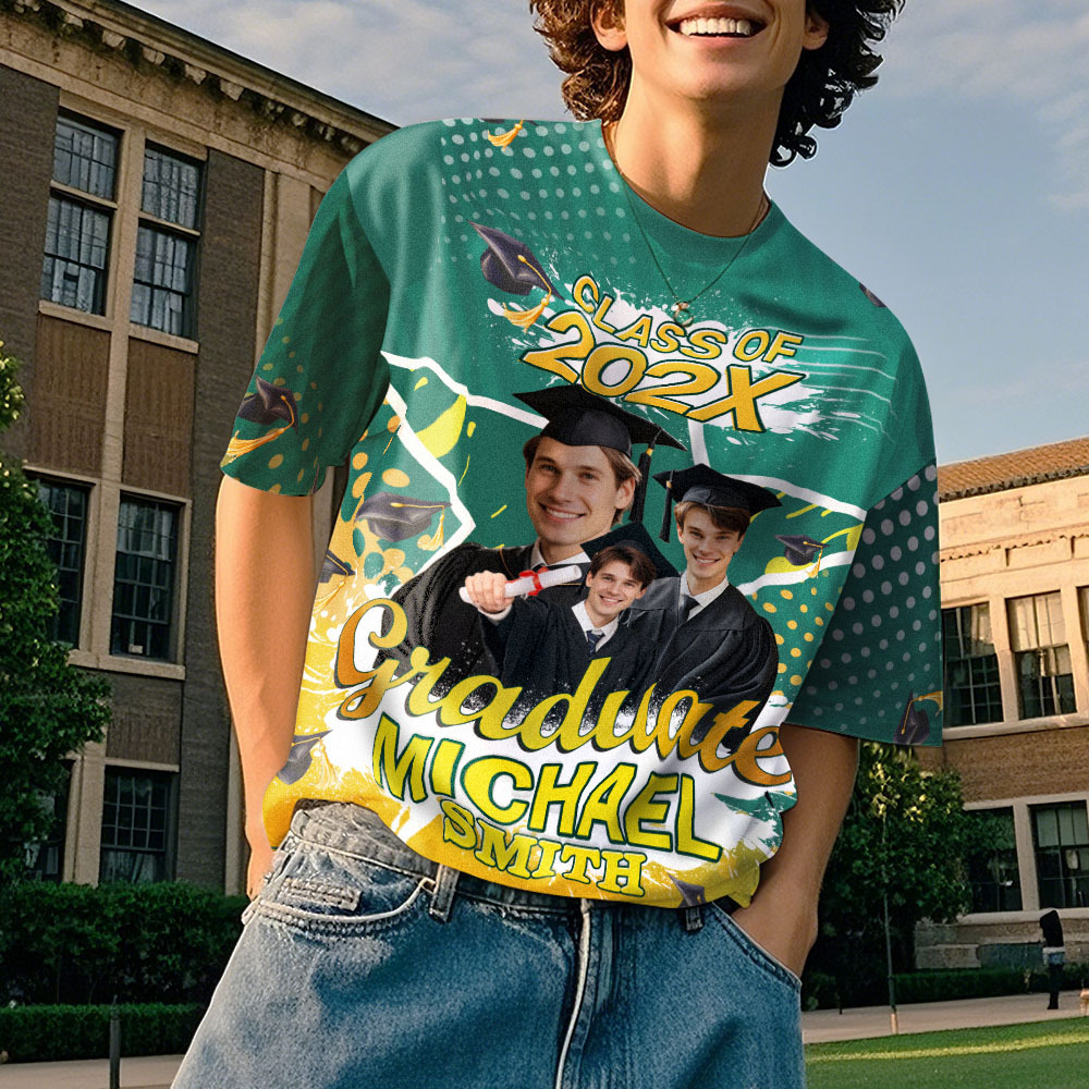 Custom 3D Graduation T-shirt Personalized Name & Year T-shirt Graduation Gift for Him