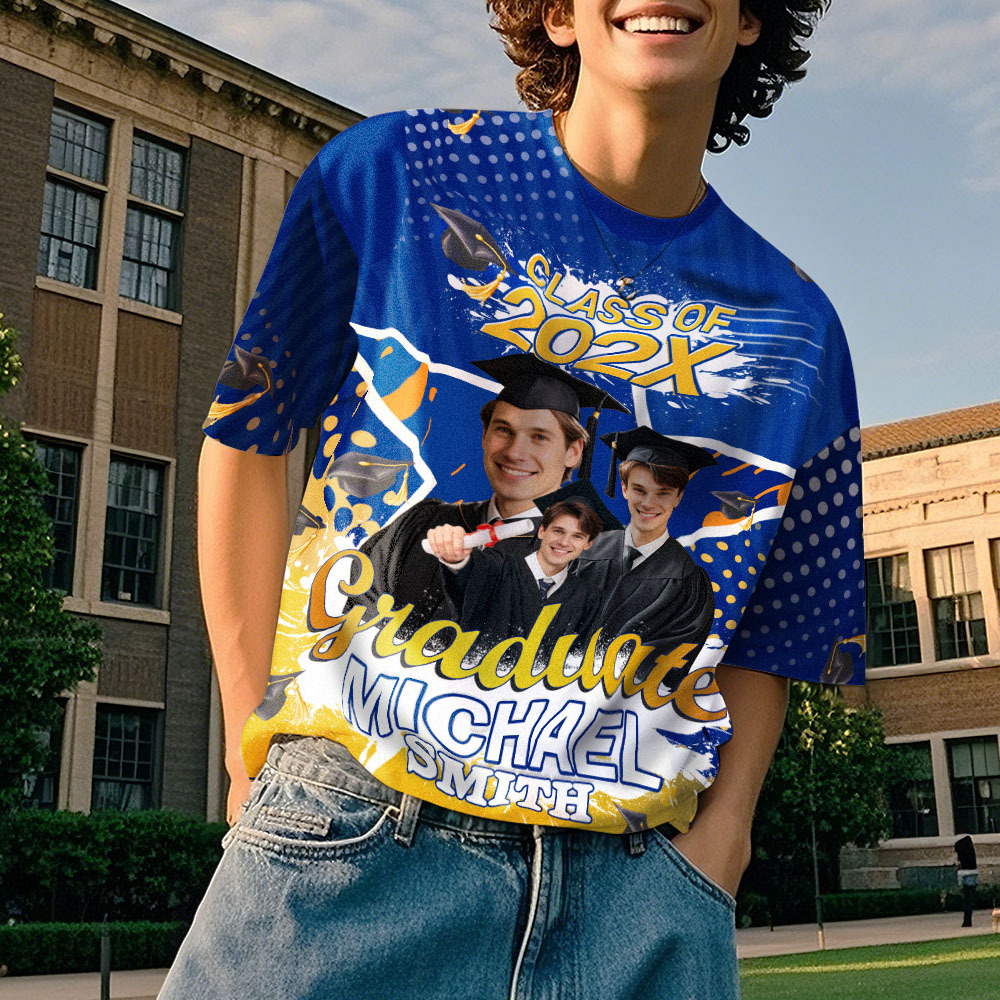 Custom 3D Graduation T-shirt Personalized Name & Year T-shirt Graduation Gift for Him