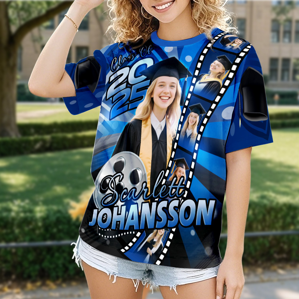 Custom 3D Graduation Shirt Personalized All Over Print Graduation T-Shirt with Name & Year