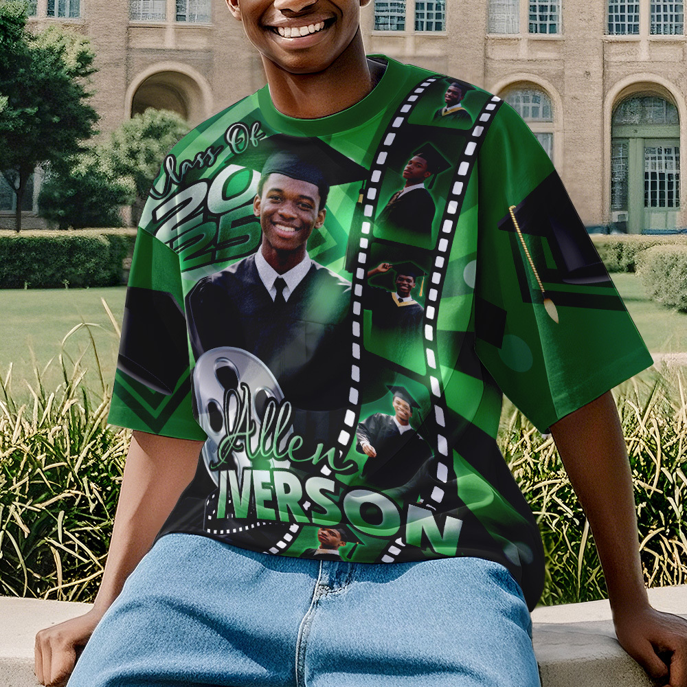 Custom 3D Graduation Shirt Personalized All Over Print Graduation T-Shirt with Name & Year