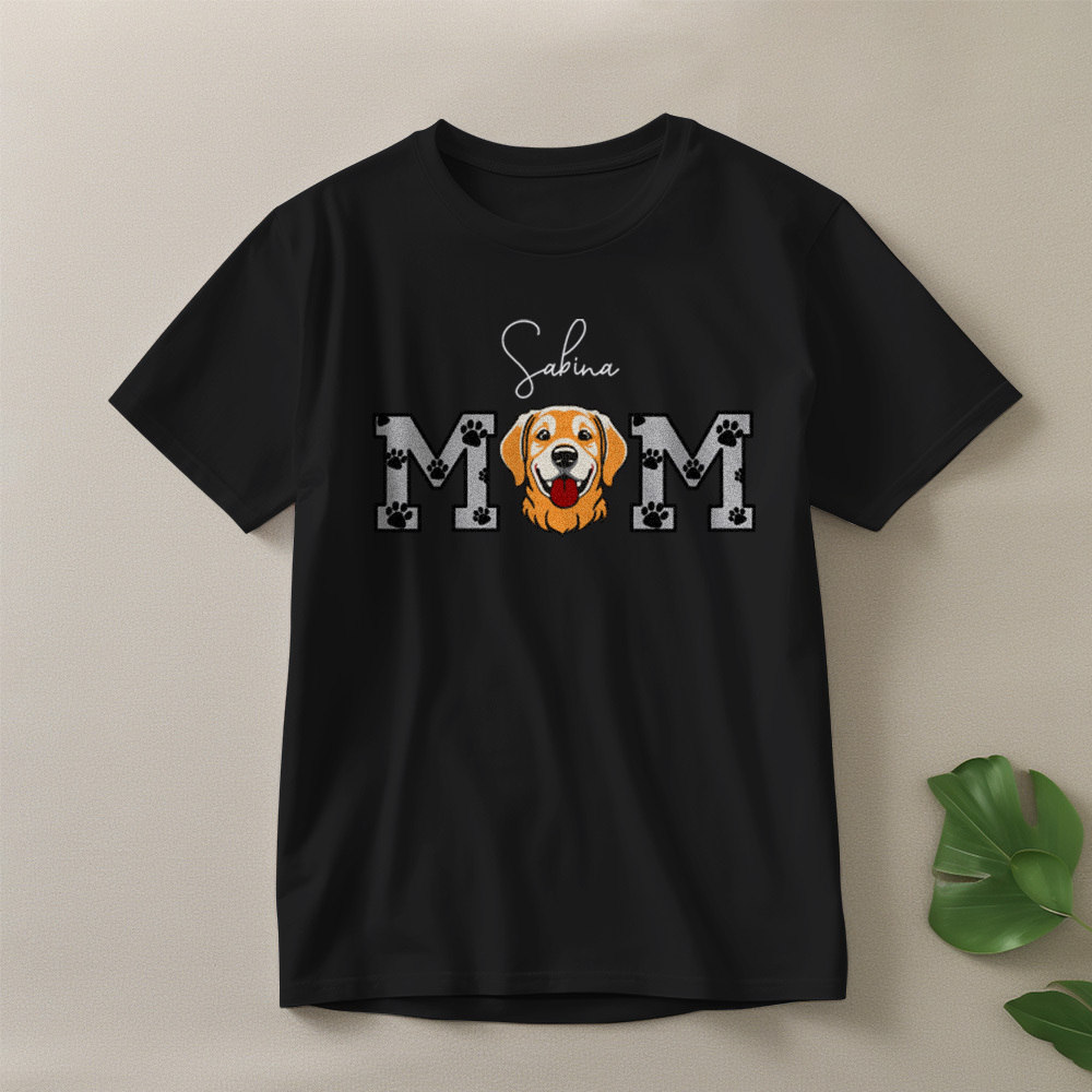 Personalized T-shirt Embroidered Pet Mom and Dad Custom Photo Design Attractive Gift for Pet Lovers